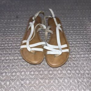 Time and Tru White and Tan Sandals